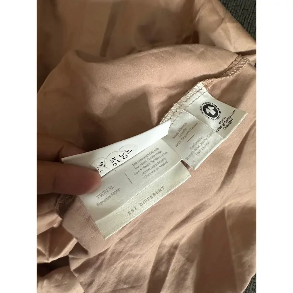Boll & Branch Organic Cotton Fitted Flat Sheet Blush Pink Twin XL